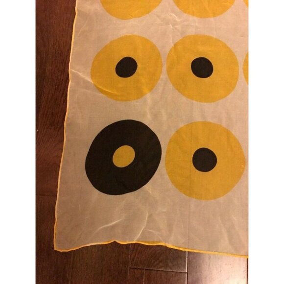 Yellow Black Polyester Circle Print Scarf square - Picture 3 of 4